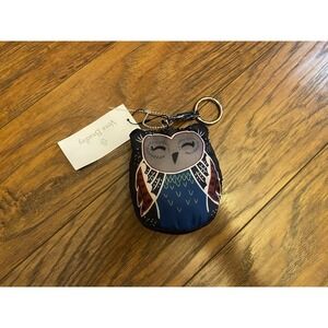 New Vera Bradley Night Sky Owl Collapsible Reusable Tote Bag Pouch KeyRing Charm